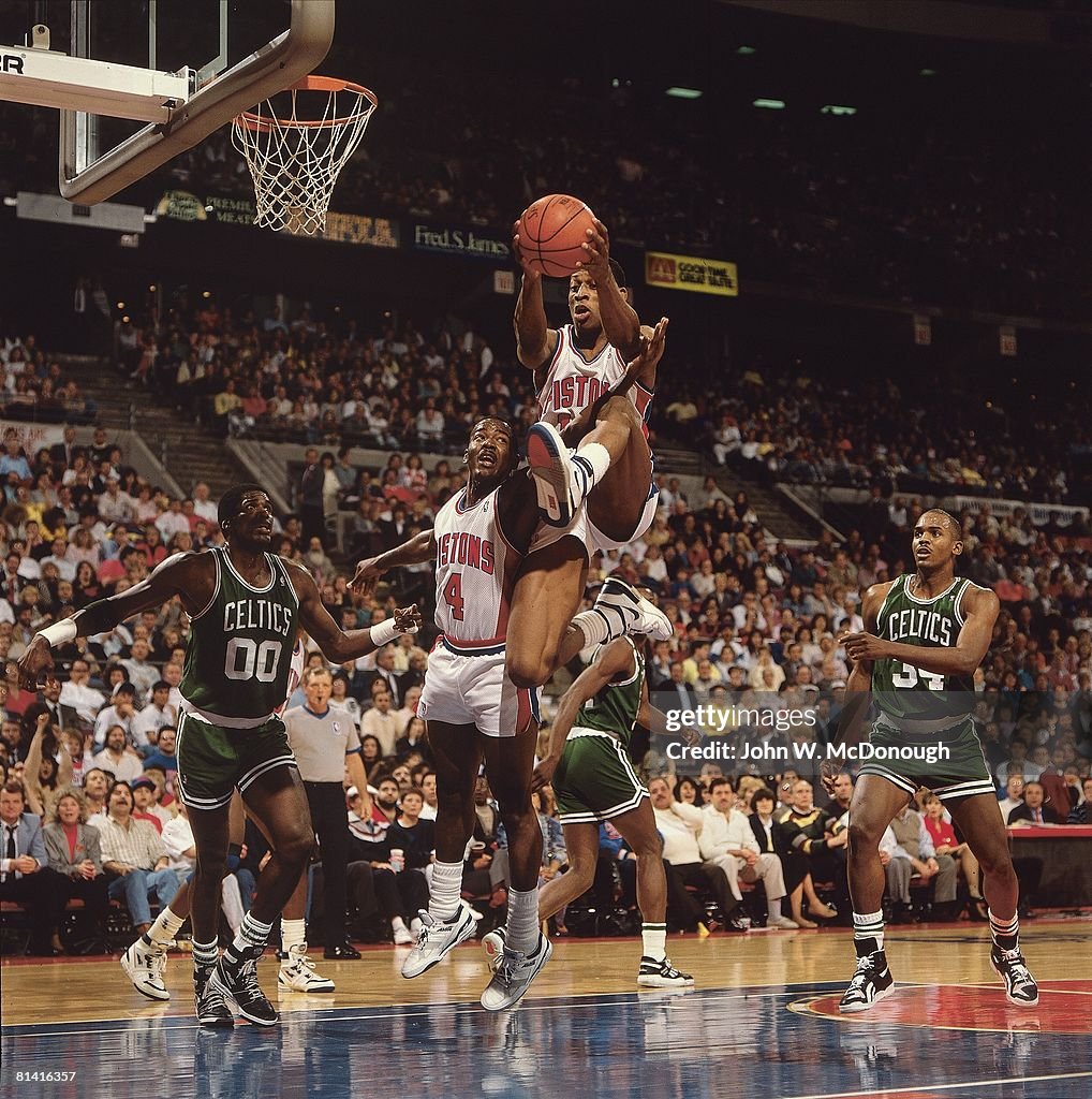 Detroit Rodman playoffs, Detroit Pistons Dennis Rodman in action, getting rebound ...