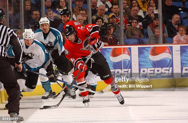 Hockey: Buffalo Sabres Thomas Vanek in action vs San Jose Sharks, Buffalo, NY 12/2/2005