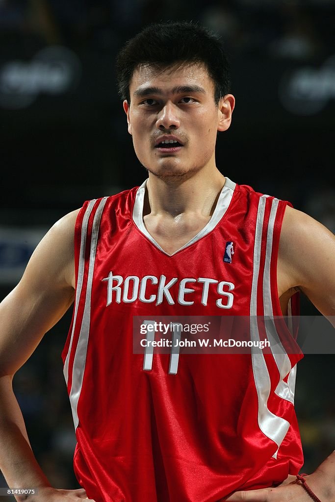 Yao Ming Ruth Riley NBA playoffs, Closeup of Houston Rockets Yao Ming during game vs ...