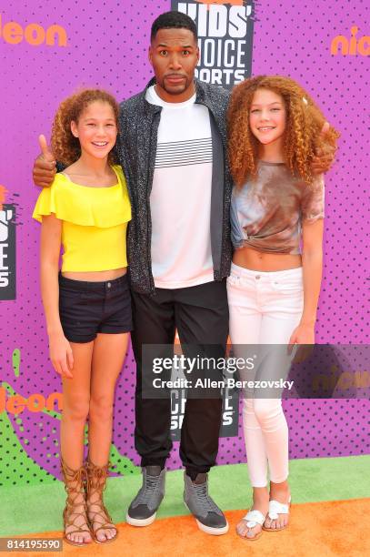 Sophia Strahan, Michael Strahan and Isabella Strahan attend Nickelodeon Kids' Choice Sports Awards 2017 at Pauley Pavilion on July 13, 2017 in Los...