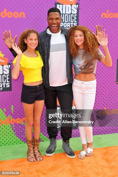 Sophia Strahan, Michael Strahan and Isabella Strahan attend Nickelodeon Kids' Choice Sports Awards 2017 at Pauley Pavilion on July 13, 2017 in Los...