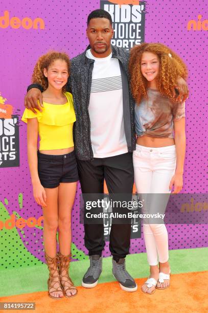 Sophia Strahan, Michael Strahan and Isabella Strahan attend Nickelodeon Kids' Choice Sports Awards 2017 at Pauley Pavilion on July 13, 2017 in Los...