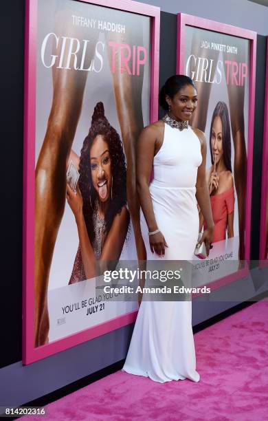 Actress Tiffany Haddish arrives at the premiere of Universal Pictures' "Girls Trip" at the Regal LA Live Stadium 14 on July 13, 2017 in Los Angeles,...