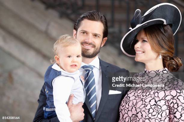 Prince Carl Philip of Sweden, Prince Alexander of Sweden and Princess Sofia of Sweden arrive for a thanksgiving service on the occasion of The Crown...