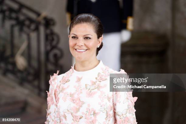 Crown Princess Victoria of Sweden arrives for a thanksgiving service on the occasion of The Crown Princess Victoria of Sweden's 40th birthday...