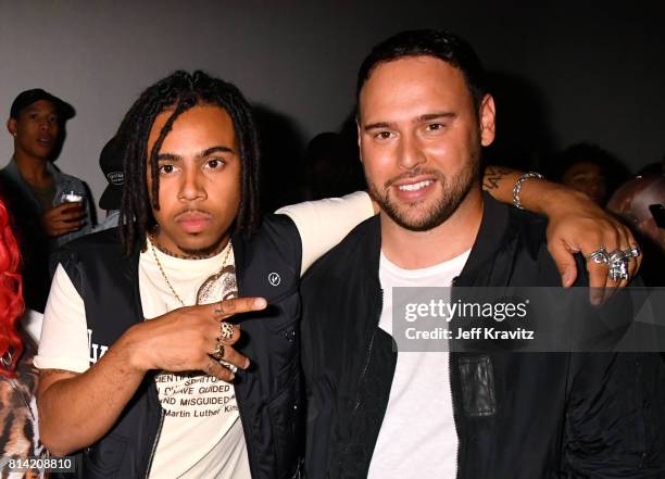 Vic Mensa and Scooter Braun attend Vic Mensa: The Autobiography Showcase at Mack Sennett Studios on July 13, 2017 in Los Angeles, California.