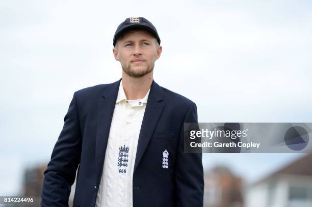 England captain Joe Root ahead of day one of the 2nd Investec Test match between England and South Africa at Trent Bridge on July 14, 2017 in...