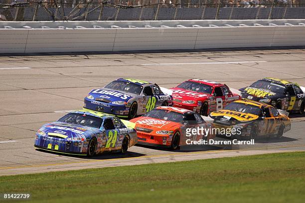 Auto Racing: NASCAR Aaron's 499, Jeff Gordon in action, leading race vs Jimmie Johnson , Tony Stewart , Dale Earnhardt Jr, , Matt Kenseth , and Kasey...