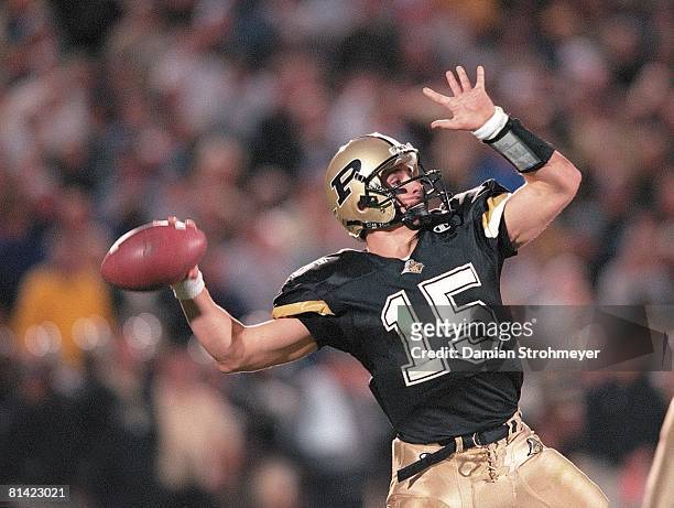 College Football: Purdue QB Drew Brees in action, making pass vs Wisconsin, West Lafayette, IN 11/6/1999