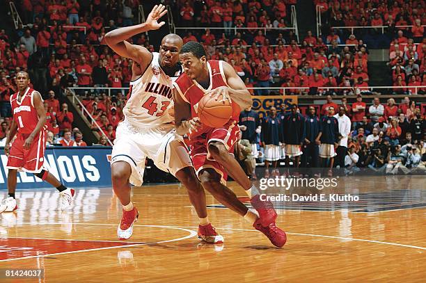 College Basketball: Wisconsin Alando Tucker in action vs Illinois Roger Powell Jr, , Champaign, IL 2/12/2005