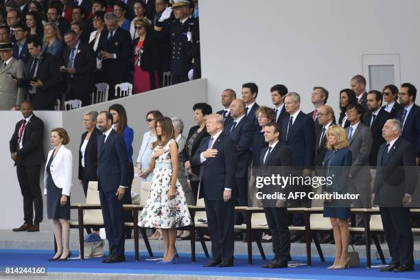 French Defence Minister Florence Parly, French Prime Minister Edouard Philippe, US President Donald Trump and his wife First Lady Melania Trump,...