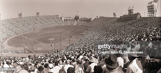 Baseball: World Series, View of fans at Memorial Coliseum, stadium during Los Angeles Dodgers vs Chicago White Sox game, Los Angeles, CA...