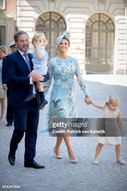 Princess Madeleine of Sweden, Chris O'Neill, Princess Leonore of Sweden and Prince Nicolas of Sweden after the thanksgiving service on the occasion...