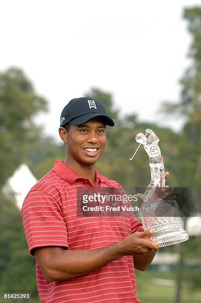 Golf: Tour Championship, Tiger Woods victorious with THE TOUR trophy after winning tournament on Sunday at East Lake GC, FedEx Cup, Atlanta, GA...