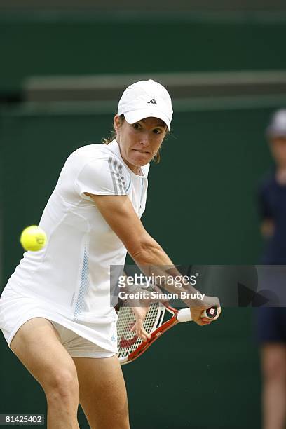 Tennis: Wimbledon, Belgium Justine Henin-Hardenne in action vs France Severine Bremond during Quarterfinals at All England Club, London, England...