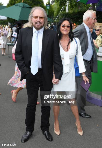 Barry Gibb and Linda Gibb attend day 11 of Wimbledon 2017 on July 14, 2017 in London, England.