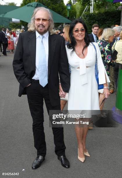 Barry Gibb and Linda Gibb attend day 11 of Wimbledon 2017 on July 14, 2017 in London, England.