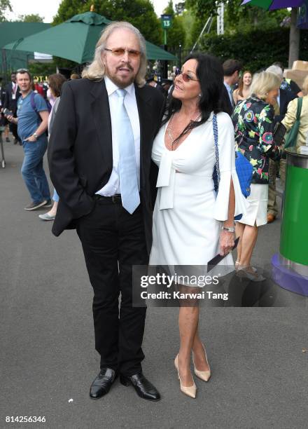 Barry Gibb and Linda Gibb attend day 11 of Wimbledon 2017 on July 14, 2017 in London, England.