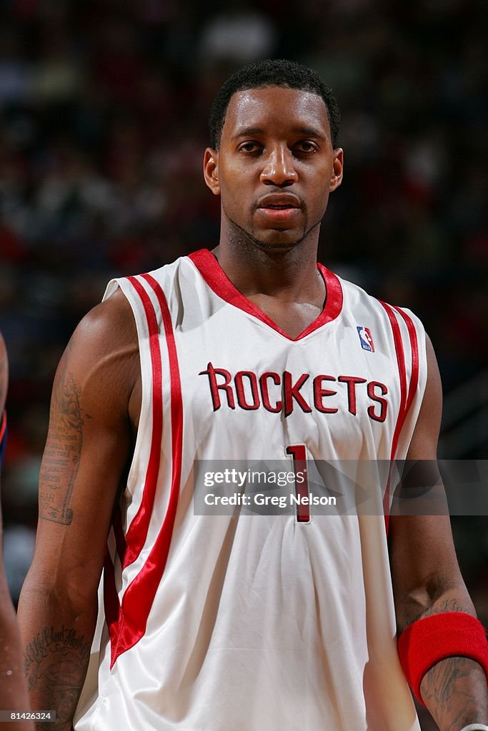 T Mac Rockets Closeup of Houston Rockets Tracy McGrady on court during game vs New ...