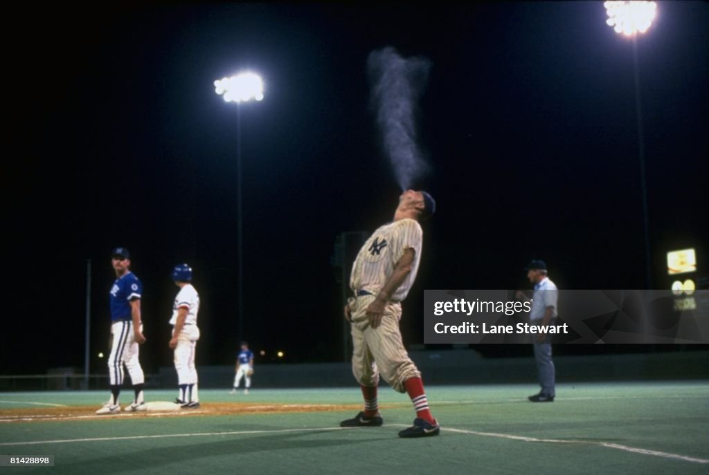 Max Patkin Max Patkin, Clown Prince of Baseball doing famous blowing smoke from ...