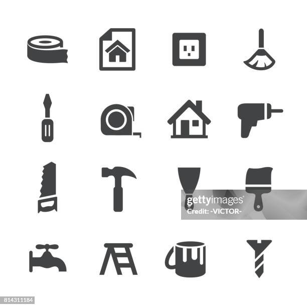 remodeling icons - acme series - broom stock illustrations