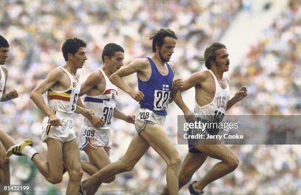 Track & Field: 1972 Summer Olympics, USA Steve Prefontaine in action, winning 5000M race vs FIN Lasse Viren and GBR Ian Stewart , Munich, FRG...