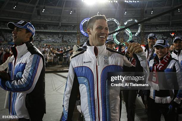 Closing Ceremony: 2006 Winter Olympics, Closeup of USA speed skating athlete and multiple medal winner Chad Hedrick after games at Stadio Olimpico,...