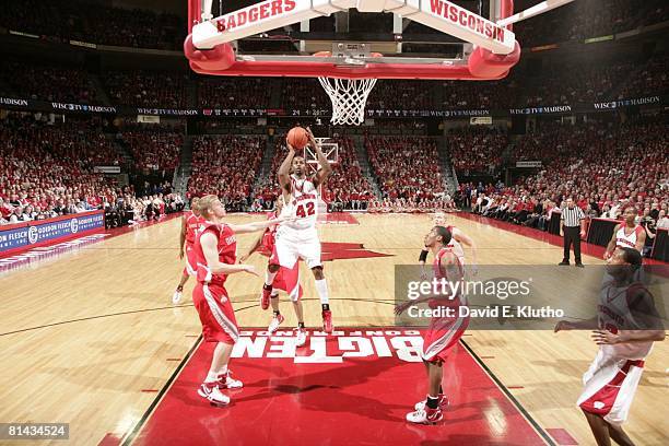 College Basketball: Wisconsin Alando Tucker in action, taking shot vs Ohio State, Madison, WI 1/9/2007