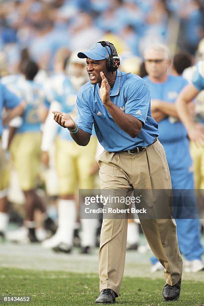 College Football: UCLA coach Karl Dorrell on sidelines during game vs Oregon State, Pasadena, CA