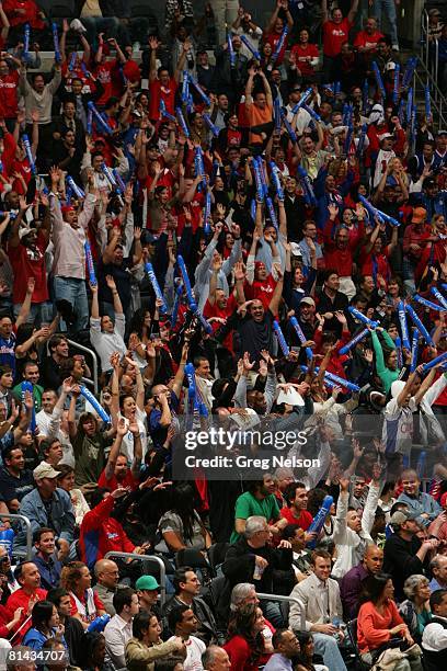 Basketball: NBA Playoffs, Los Angeles Clippers fans in stands during Game 2 vs Denver Nuggets, Los Angeles, CA 4/24/2006