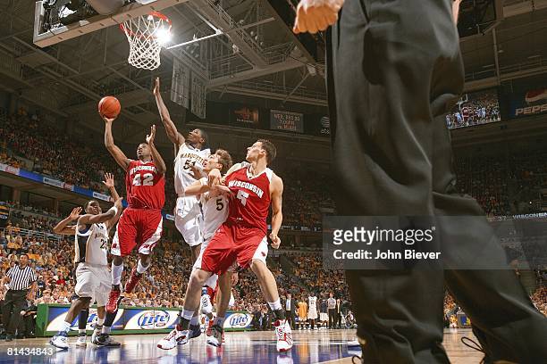 College Basketball: Wisconsin Alando Tucker in action, layup vs Marquette, Milwaukee, WI 12/9/2006