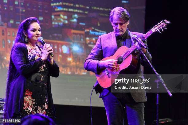 Recording Artist Crystal Gayle and Richard Leigh perform during the American Eagle Awards Honoring Crystal Gayle, Patti Smith and Harry Shearer at...