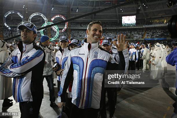 Closing Ceremony: 2006 Winter Olympics, USA speed skating athlete and multiple medal winner Chad Hedrick after games at Stadio Olimpico, Turin, Italy...