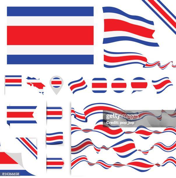 n0605 - turkey - flag set - costa rica flag stock illustrations