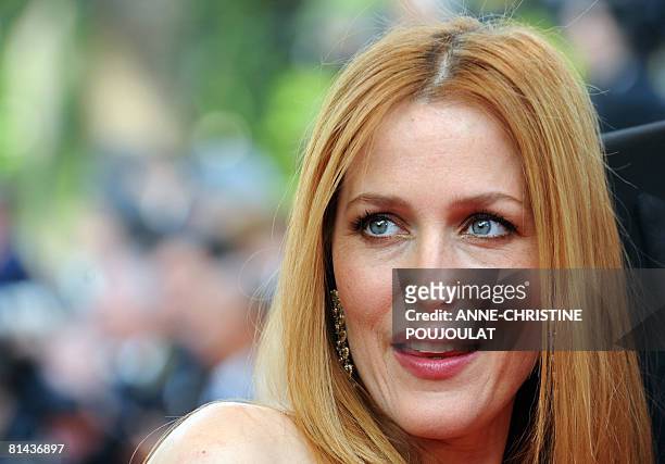 This May 14, 2008 file photo shows US actress Gillian Anderson arriving for the opening ceremony and the screening of Brazilian director Fernando...