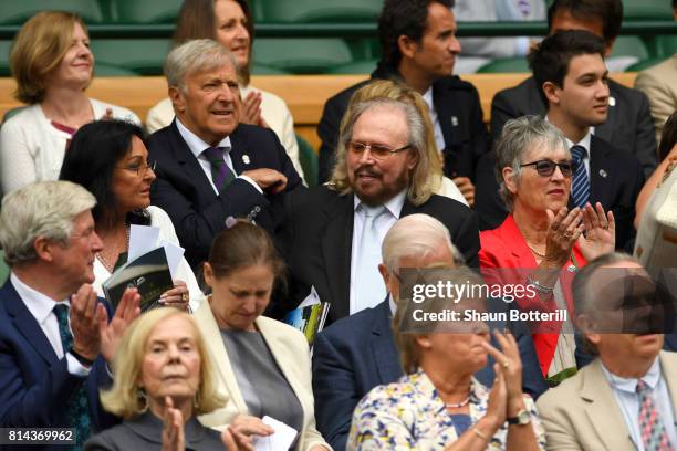 Barry Gibb looks on from the centre court royal box on day eleven of the Wimbledon Lawn Tennis Championships at the All England Lawn Tennis and...