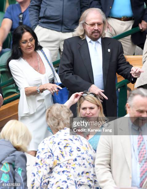 Linda Gibb and Barry Gibb attend day 11 of Wimbledon 2017 on July 14, 2017 in London, England.