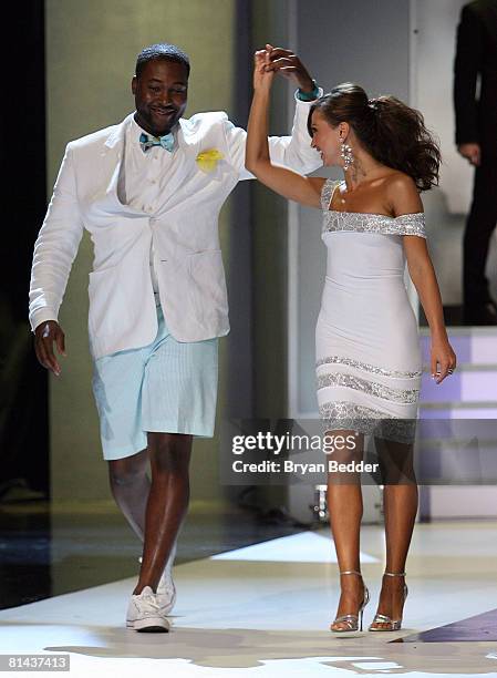 Designer Michael Knight, and TV personality Karina Smirnoff on stage during Bravo's First "A-List Awards" show on June 4, 2008 at Hammerstein...