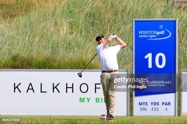 Greg Turner of New Zealand in action during the first round of the WinstonGolf Senior Open played on the Links Course, WinstonGolf on July 14, 2017...