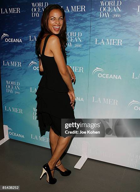 Actress Rosario Dawson attends the 2008 World Ocean Day hosted by La Mer and Oceana on June 4, 2008 at Rockefeller Center in New York.