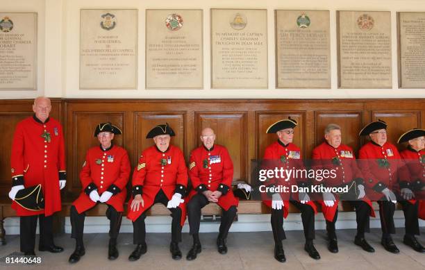 Pensioners sit during the Founders Day Parade at Chelsea Royal Hospital, on June 5, 2008 in London, England. The hospital, a home for British army...