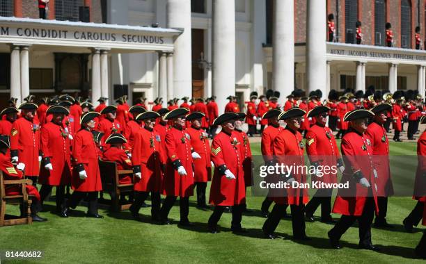 Pensioners take part in the Founders Day Parade at Chelsea Royal Hospital, on June 5, 2008 in London, England. The hospital, a home for British army...