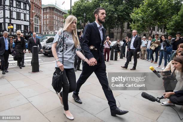 Chris Gard and Connie Yates, the parents of terminally ill baby Charlie Gard, arrive at The Royal Courts of Justice on July 13, 2017 in London,...