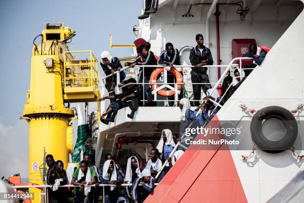 Migrant landing in Salerno July on 14 The Ship Vos Prudencewith 935 migrants form Subsaharian,Libia, Mali, Pakistan, Nigeria, Marocco and 118 women,...