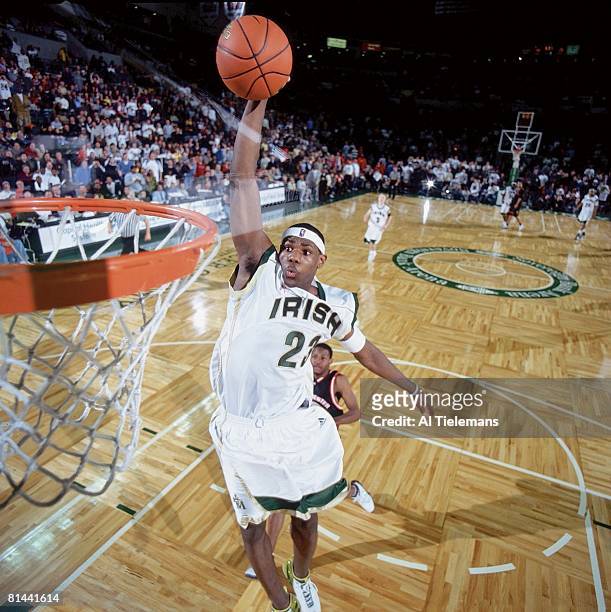 High School Basketball: Prime Time Shootout, St, Vincent-St, Mary LeBron James in action, making dunk vs Westchester, CA, Trenton, NJ 2/8/2003