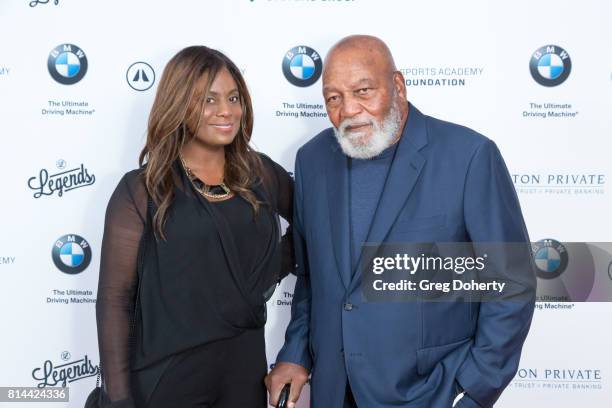 Cleveland Browns Full Back, NFL Champion and Actor Jim Brown and Wife Monique attends the Sports Academy Foundation 50 For 50 at Manhattan Country...