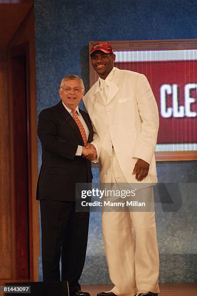 Basketball: NBA Draft, Cleveland Cavaliers LeBron James with commissioner David Stern at Madison Square Garden, New York, NY 6/26/2003
