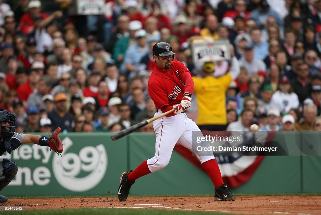 Boston Red Sox Jason Varitek in action, at bat vs Seattle Mariners