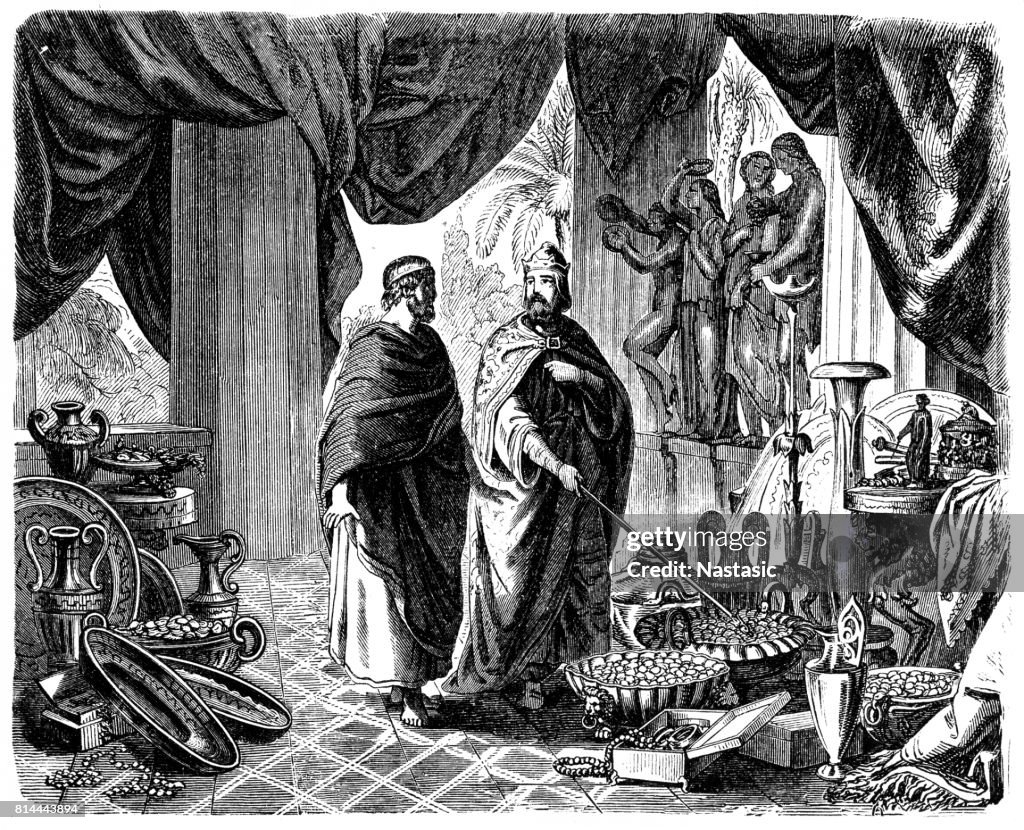 Croesus shows Solon his treasures