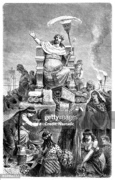 croesus (c.590-c.541 bc) on the funeral pyre - cremation stock illustrations